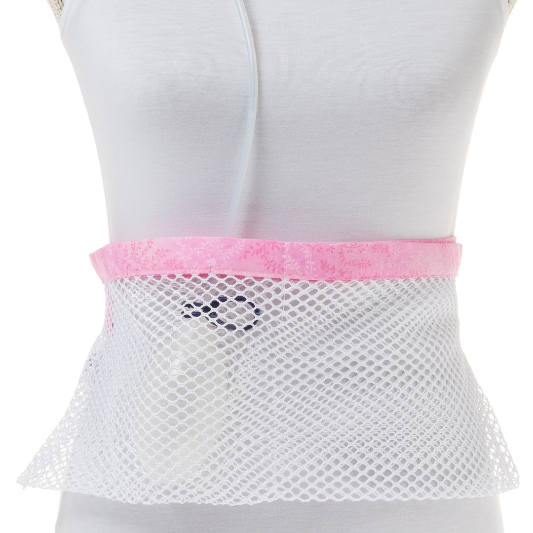Shower Post Surgical Drain Pouch in Quick Dry Poly Mesh With Pink
