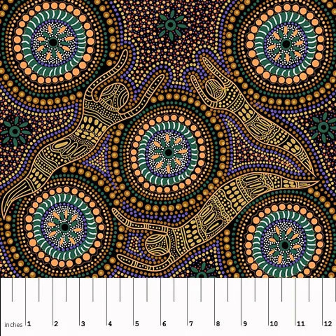 Aboriginal Australian Fabric Winter Spirits Yellow 100 Etsy