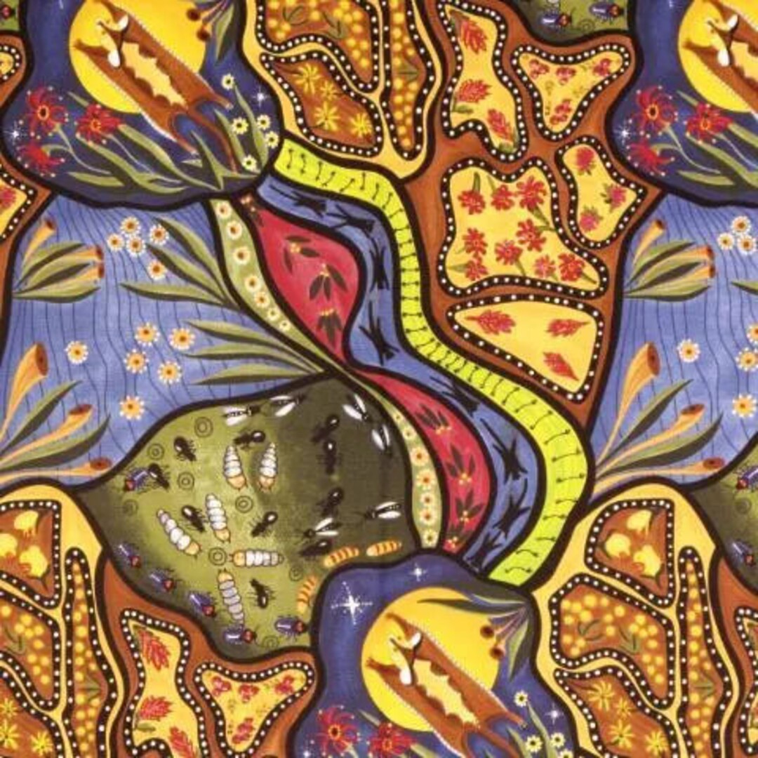 Aboriginal Australian Fabric Bambillah 100 Cotton Fabric Continuous