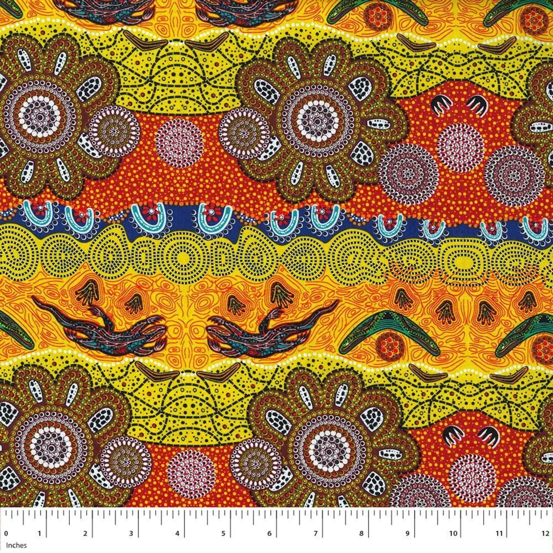 Aboriginal Australian Fabric Home Country Gold 100 Cotton Fabric