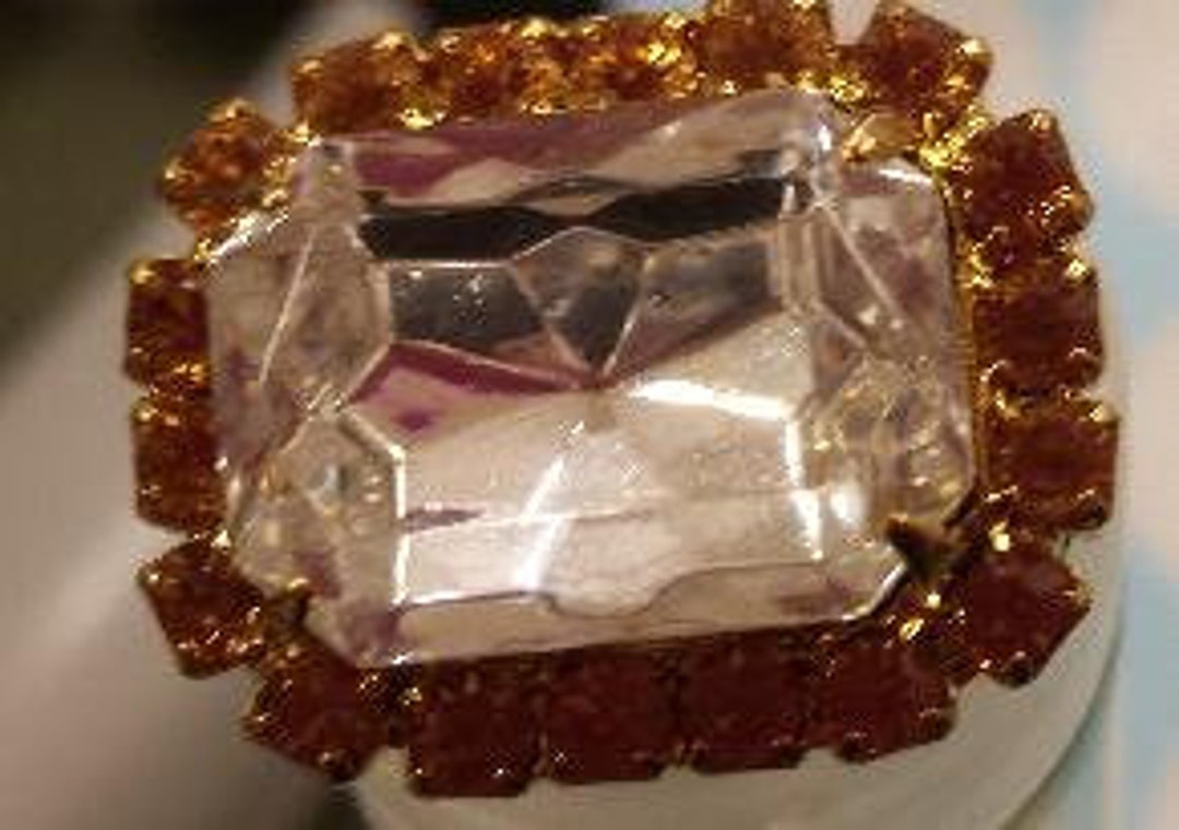 Dazzling Rectangular Rhinestone Button Crystal With Amber Crystal 1 ...