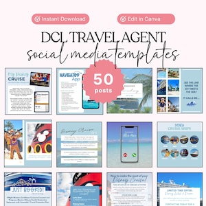 DCL Travel Agent Instagram Templates, Travel Agent Social Media Templates, Cruise Instagram Templates, Social Media Templates, Canva