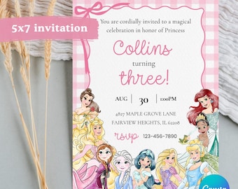 Princess Birthday Invitation, Princess Birthday Invite, Editable and Printable Princess Birthday Invitation, Birthday Invitation