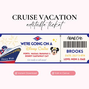 DCL Ticket, Cruise Ticket, Cruise Surprise Ticket, DCL Surprise, Cruise Gift, Magic Cruise Ticket, Cruise Vacation, Instant Download