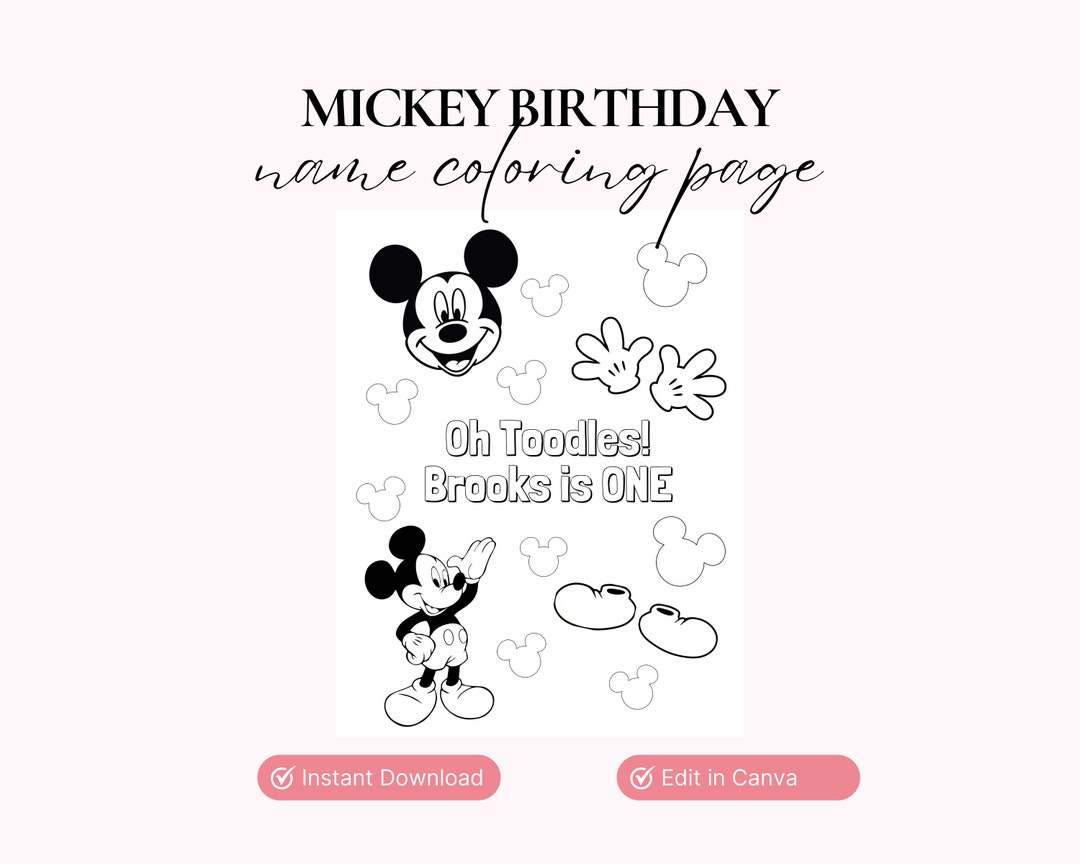 Mickey Birthday, Mickey Coloring Page, First Birthday Coloring Page ...