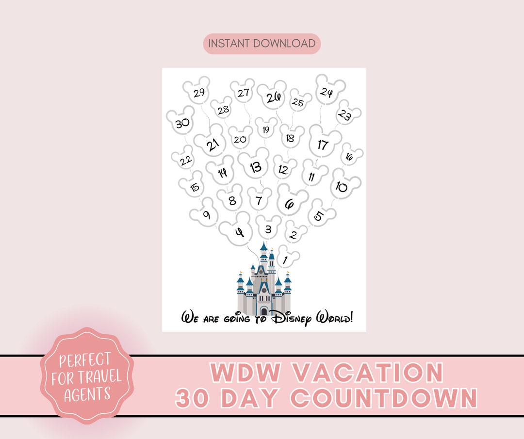 WDW Countdown, 30 Day WDW Countdown, Mickey and Minnie Countdown, WDW ...