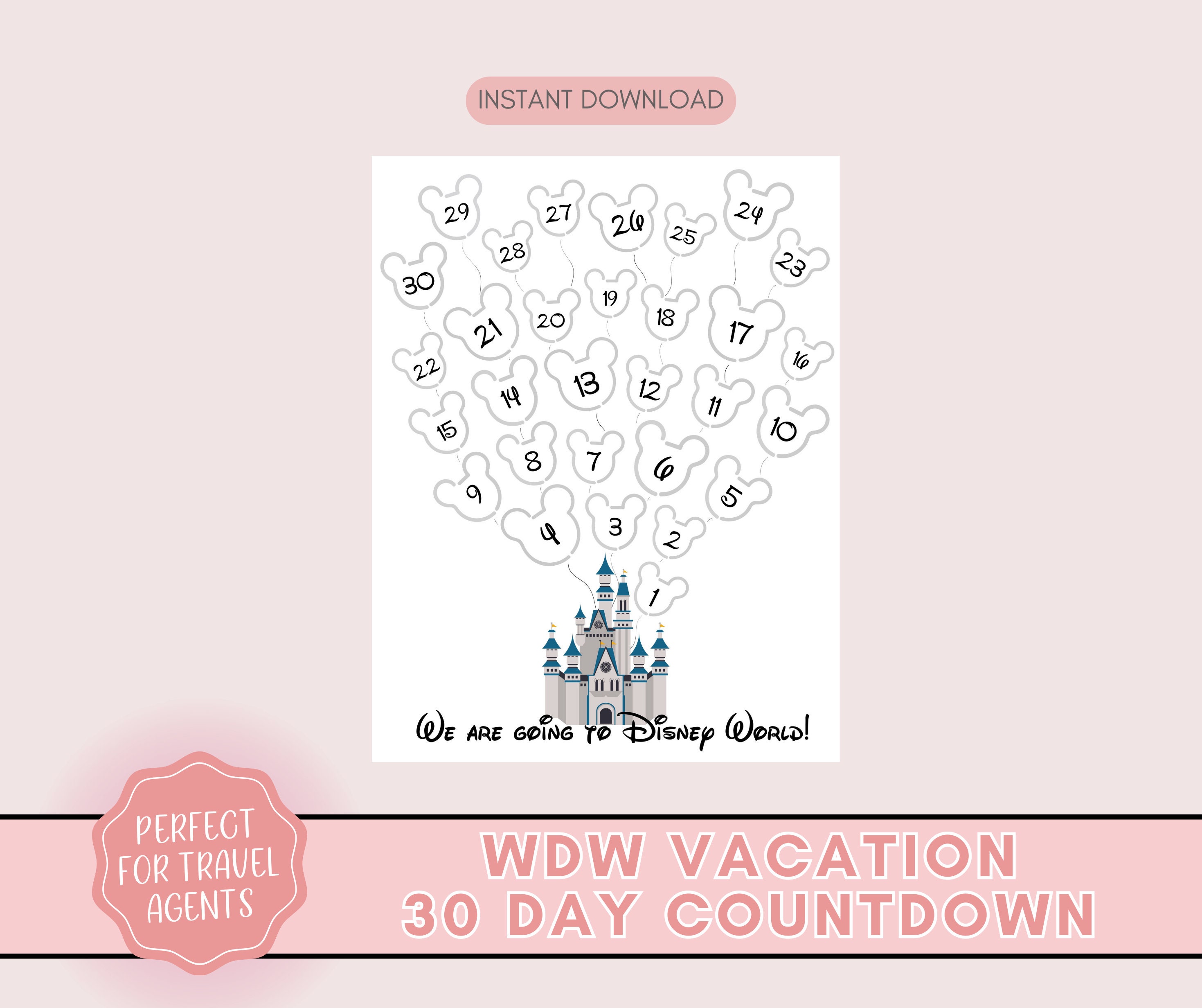 WDW Countdown, 30 Day WDW Countdown, Mickey and Minnie Countdown, WDW ...