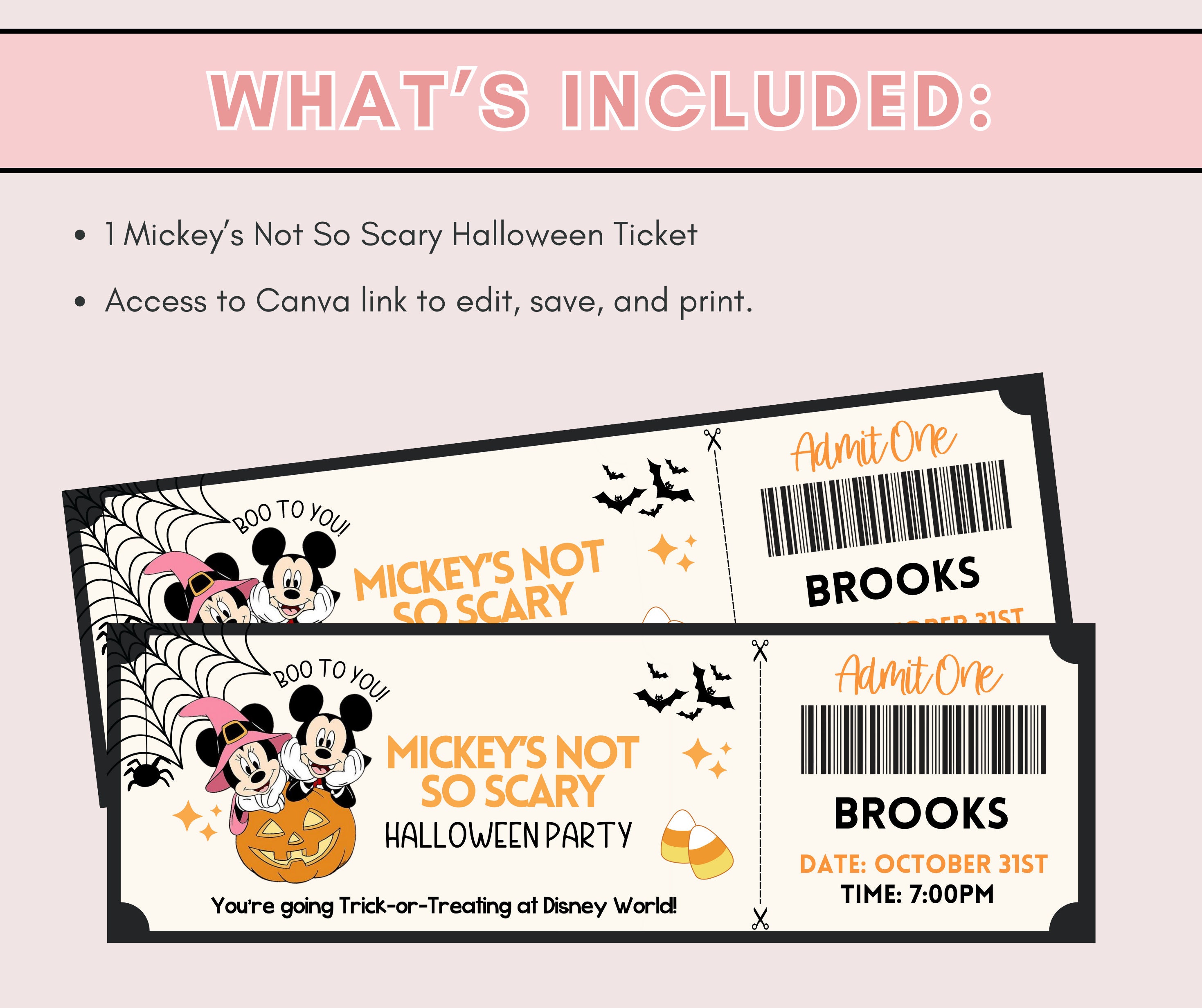 MNSSHP Ticket, WDW Halloween Ticket, Halloween Ticket, Surprise Ticket, Vacation Surprise Ticket