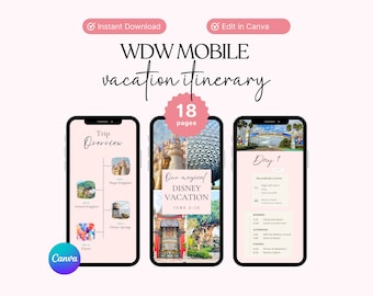 WDW Mobile Travel Itinerary, WDW Travel Agent Template, WDW Travel Itinerary, Digital Travel Itinerary, Mobile Travel Itinerary