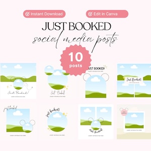 WDW Just Booked Social Media Templates for Travel Agents, Instagram Templates, Just Booked Templates, Social Media Templates, Canva Template