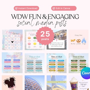 Plantillas para redes sociales de agentes de viajes de WDW, plantillas para redes sociales, plantillas para Instagram, plantillas para Canva, plantillas para Instagram