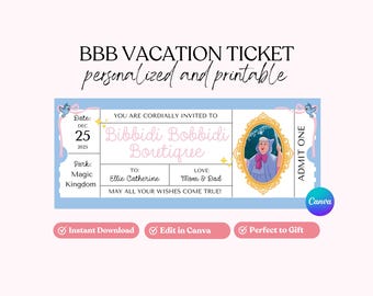Editable Princess Surprise Ticket: Bibbidi Bobbidi Boutique (Digital File PDF)