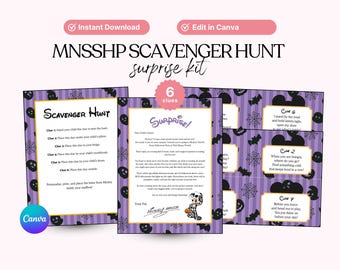 WDW Scavenger Hunt, Scavenger Hunt Surprise Kit, Vacation Clue Cards, Vacation Letter