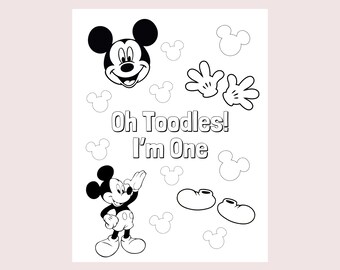 Mickey Birthday, Mickey Coloring Page, First Birthday Coloring Page, Mickey Birthday Coloring Page, Birthday Coloring Page