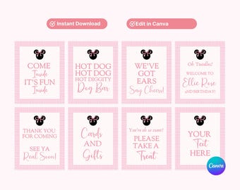 Mouse Birthday Signs Bundle, Editable and Printable Birthday Signs, Printable Birthday Signs, Birthday Signs, Mouse Birthday Signs