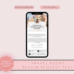 Reisagent digitale kaart, WDW reisagent sjabloon, Canva sjabloon, reisagent bewerkbare bedankkaart, reisagent dank u tekst