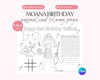Princess Birthday Coloring Sheet: Editable Party Activity (Digital Download)
