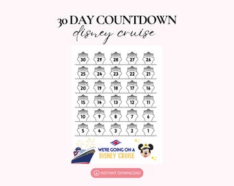Cruise Countdown, 30 Day DCL Countdown, Mickey and Minnie Countdown, DCL Coloring Countdown, Magical Countdown, WDW Travel Agent