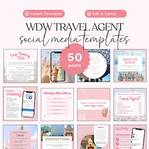 WDW Travel Agent Instagram Templates, Instagram Templates, Social Media Templates, Canva Templates, Social Media Instagram Templates