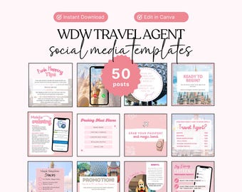 WDW Travel Agent Instagram Templates, Instagram Templates, Social Media Templates, Canva Templates, Social Media Instagram Templates