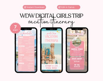 Itinerario de viaje de chicas de WDW: Descarga digital editable