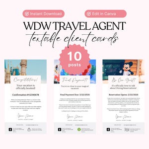 Karta tekstowa agenta podróży, agent podróży WDW, karta tekstowa agencja podróży, agent podróży WDW, karty tekstowe, szablon Canva agenta podróży