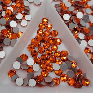 Orange Glass Flatback Rhinestones | Craft rhinestones | Bling 3MM-SS12 | 4MM-SS16 |5MM-SS20 | DIY, Nail Art, Tumbler | 1440 per bag