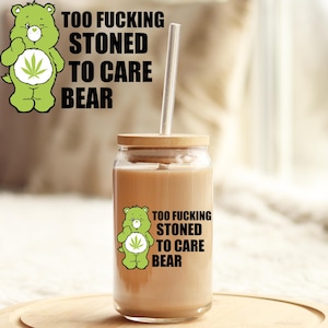 UV DTF Sticker | Ready to Apply Decal | Waterproof Permanent Sticker for Tumblers, Cups, Laptops, and More|  Stoned to Care Bear UVDTF100240
