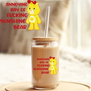 UV DTF Sticker | Ready to Apply Decal | Waterproof Permanent Sticker for Tumblers, Cups, Laptops, and More|  Sunshine Bear UVDTF100245