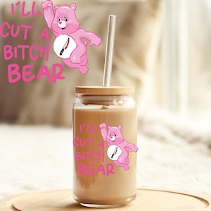 UV DTF Sticker | Ready to Apply Decal | Waterproof Permanent Sticker for Tumblers, Cups, Laptops, and More| Swear Cut A B Bear Uvdtf100249