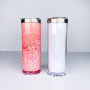 20oz Pre-drilled Option Double Walled Tumbler Acrylic Snow Globe Dupe  Non-branded Tumbler Cups SBN Craft Supplies 20 Ounce Clear Tumbler 