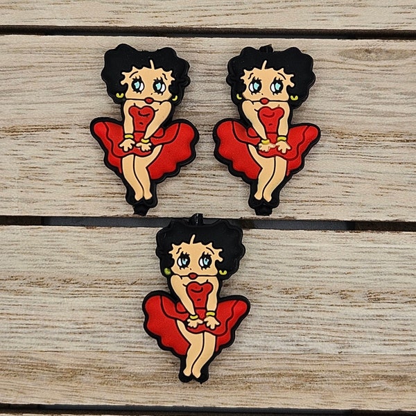 Focal Beads: Betty Boop, Silicone Bead for Wristlets, Keychains, Lanyards, Jewellery Making