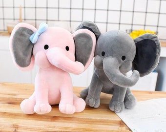9" Grey and Pink Plush Elephant for HTV, Plush elephant toy, Customize Plush Elephant, Birth Stat Elephant for Customization