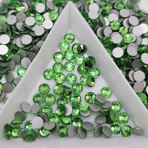 Light Peridot Glass Flatback Rhinestones | Craft rhinestones | Bling 3MM-SS12 | 4MM-SS16 |5MM-SS20 | DIY, Nail Art, Tumbler | 1440 per bag