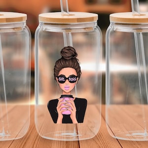 UV DTF Sticker | Ready to Apply Decal | Waterproof Permanent Sticker for Tumblers, Cups, Laptops, and More|  Girl Boss UVDTF100159