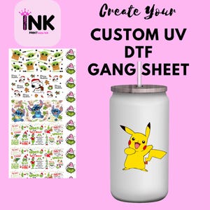 Custom Uv Dtf Print, Ready To Use Stickers. Gang Sheet Builder | Permanent Stickers | White Base Stickers