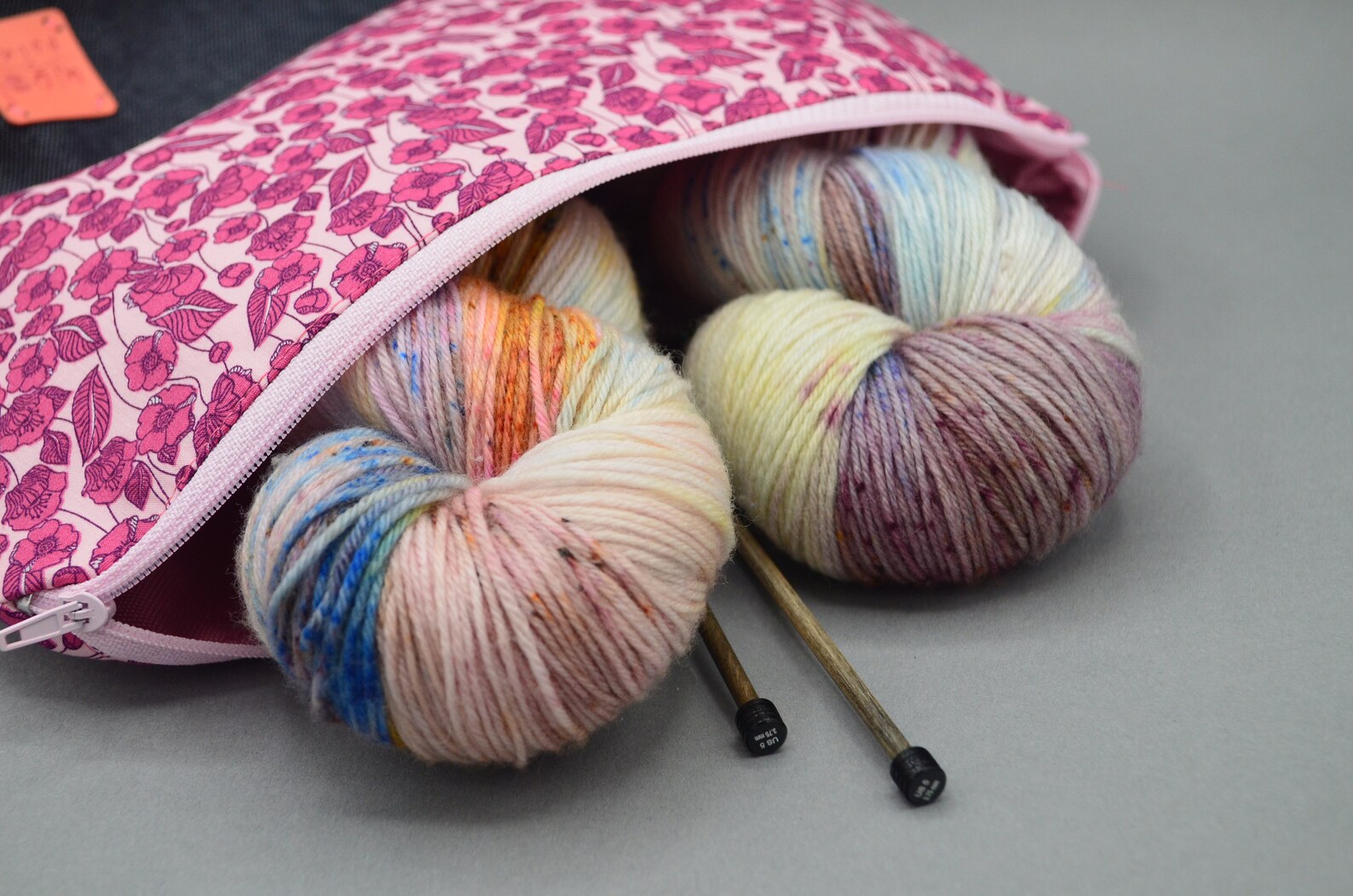 VERY pink POPPIES Knitting / Crochet Project Bag Cosmetic ...