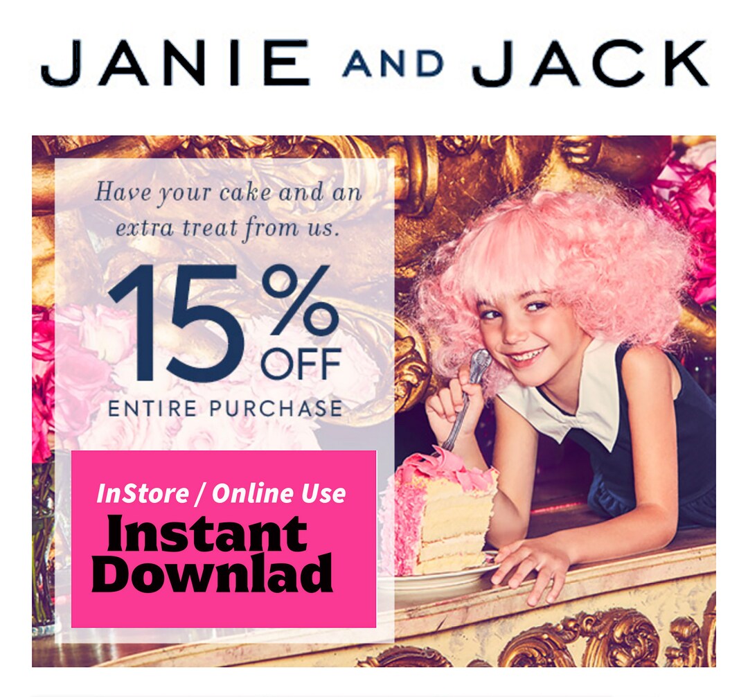 Janie & Jack Coupon 15 Off, INSTORE ONLINE, Instant Delivery Etsy