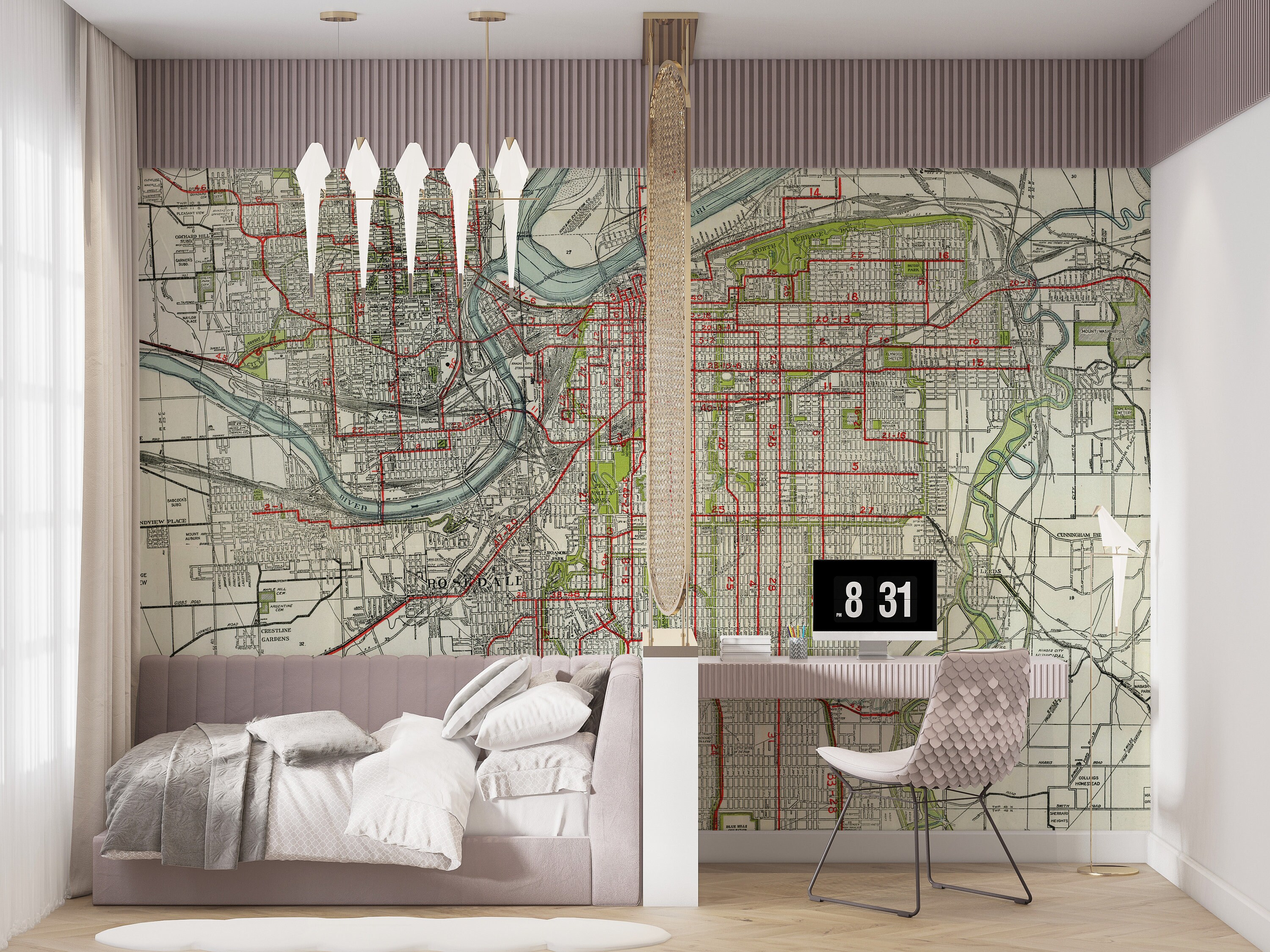 Custom Size Aesthetic Vintage Map Wallpaper, Peel and Stick Self ...