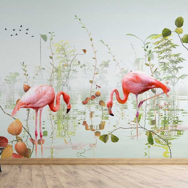 Flamingo Bathroom Wallpaper - Etsy