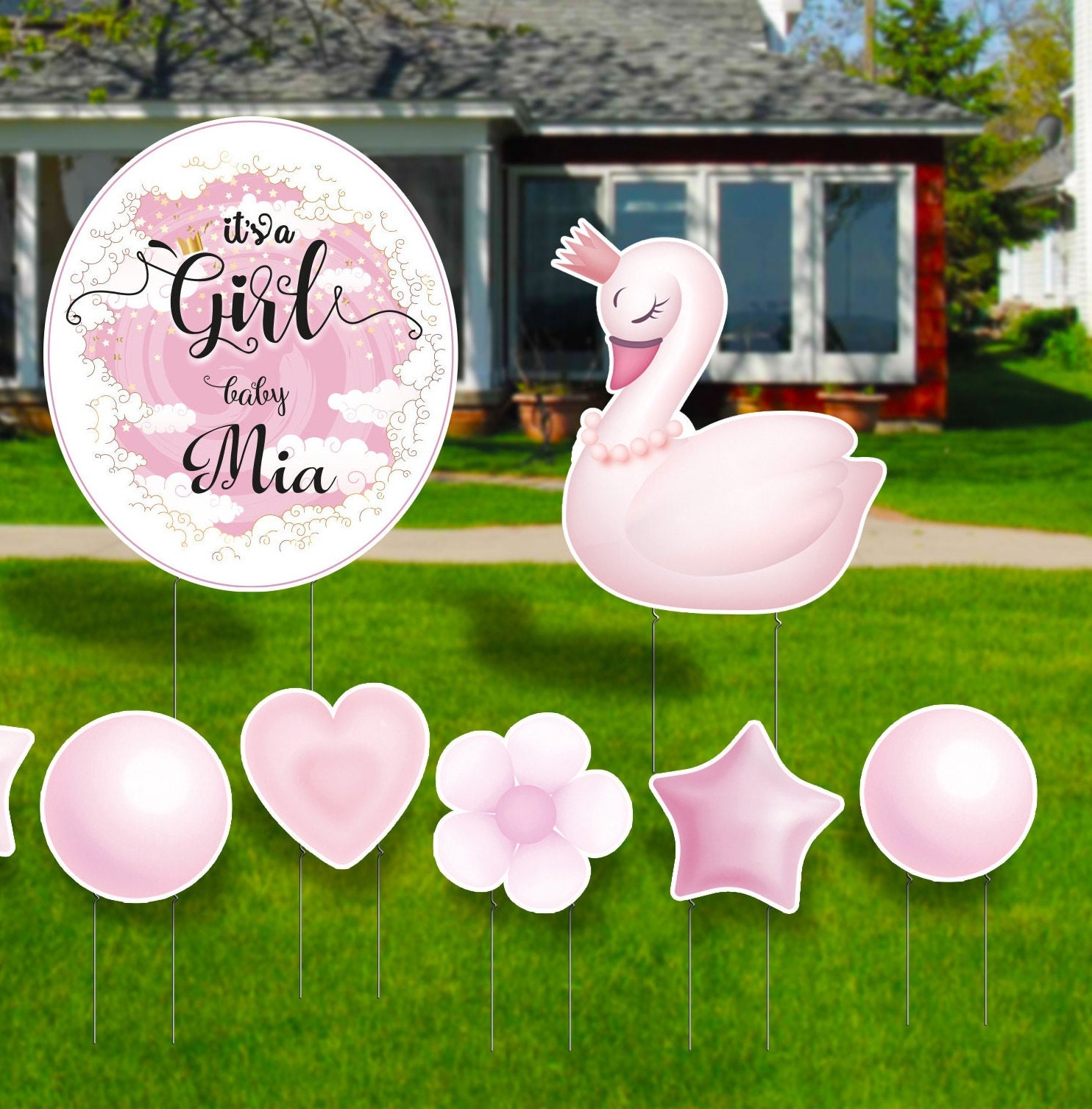 Personalized It is a Girl Yard Sign Baby Shower Yard Cards Etsy