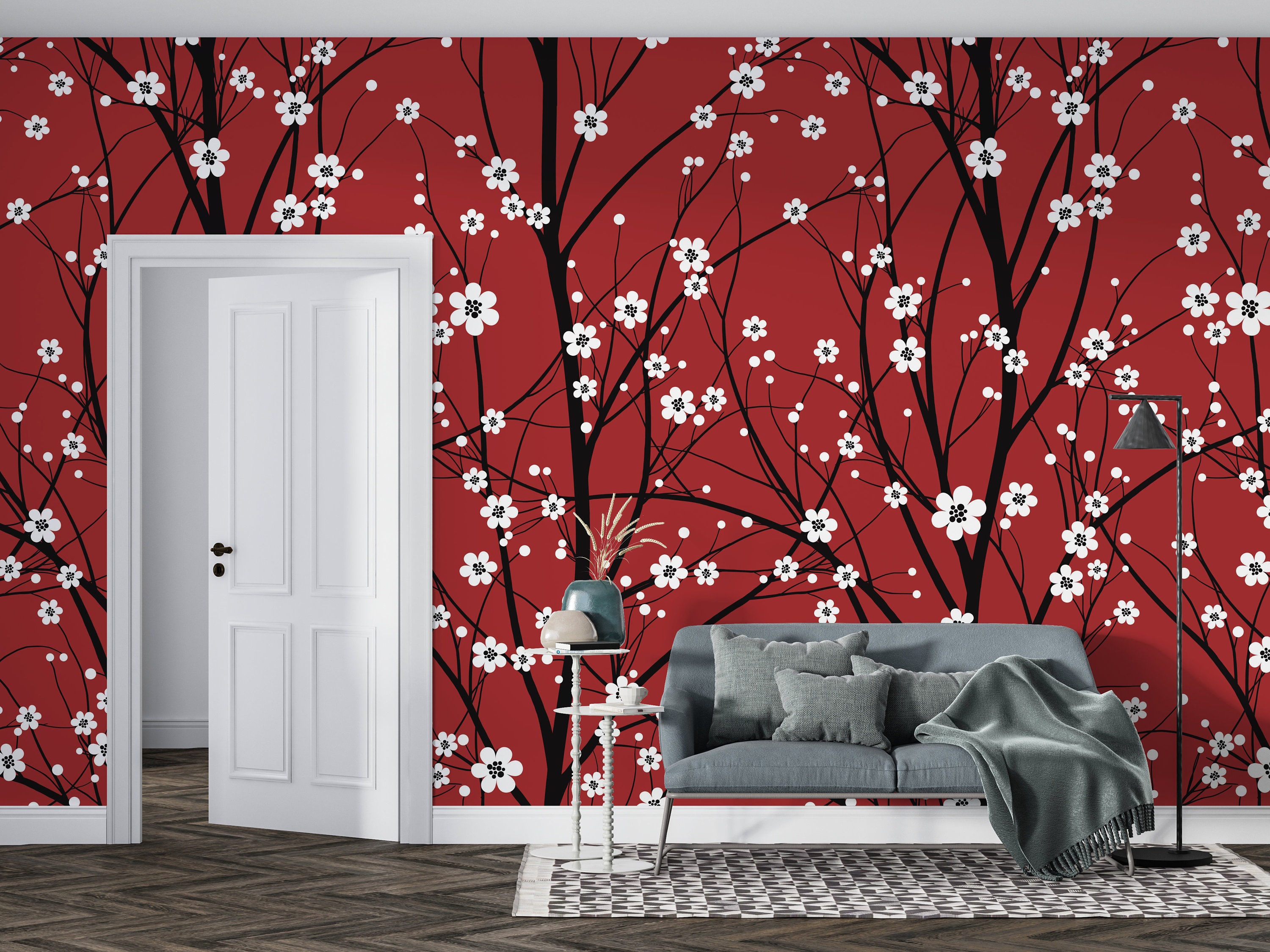 Cherry Blossom Peel and Stick Wallpaper Removable Wallpaper Etsy