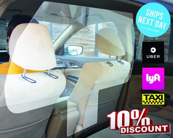 Car Sneeze Guard, For Taxis, SUVs, Ride-sharing Cars, For UBER, LYFT and TAXI Drivers, Clear Pet-G