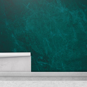 Removable Wallpaper, Concrete Wallpaper, Peel and Stick Wallpaper, Wall Mural, Wallpaper Mural, Adhesive Wallpaper, Teal Green Wallpaper