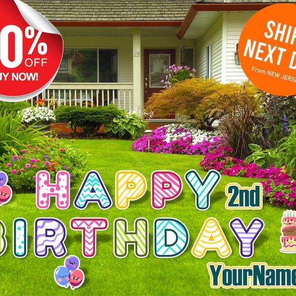 Happy Birthday Yard Sign, Happy Birthday Lawn Signs, Outdoor Lawn Decorations, Ornaments, Custom Name & Age 13 Inch,18 Inch.