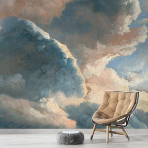 Cloud Wallpaper, Removable Wallpaper, Peel and Stick Wallpaper, Wall Mural, Wallpaper Mural, Clouds Wallpaper, Sky Wallpaper, Cloud Mural