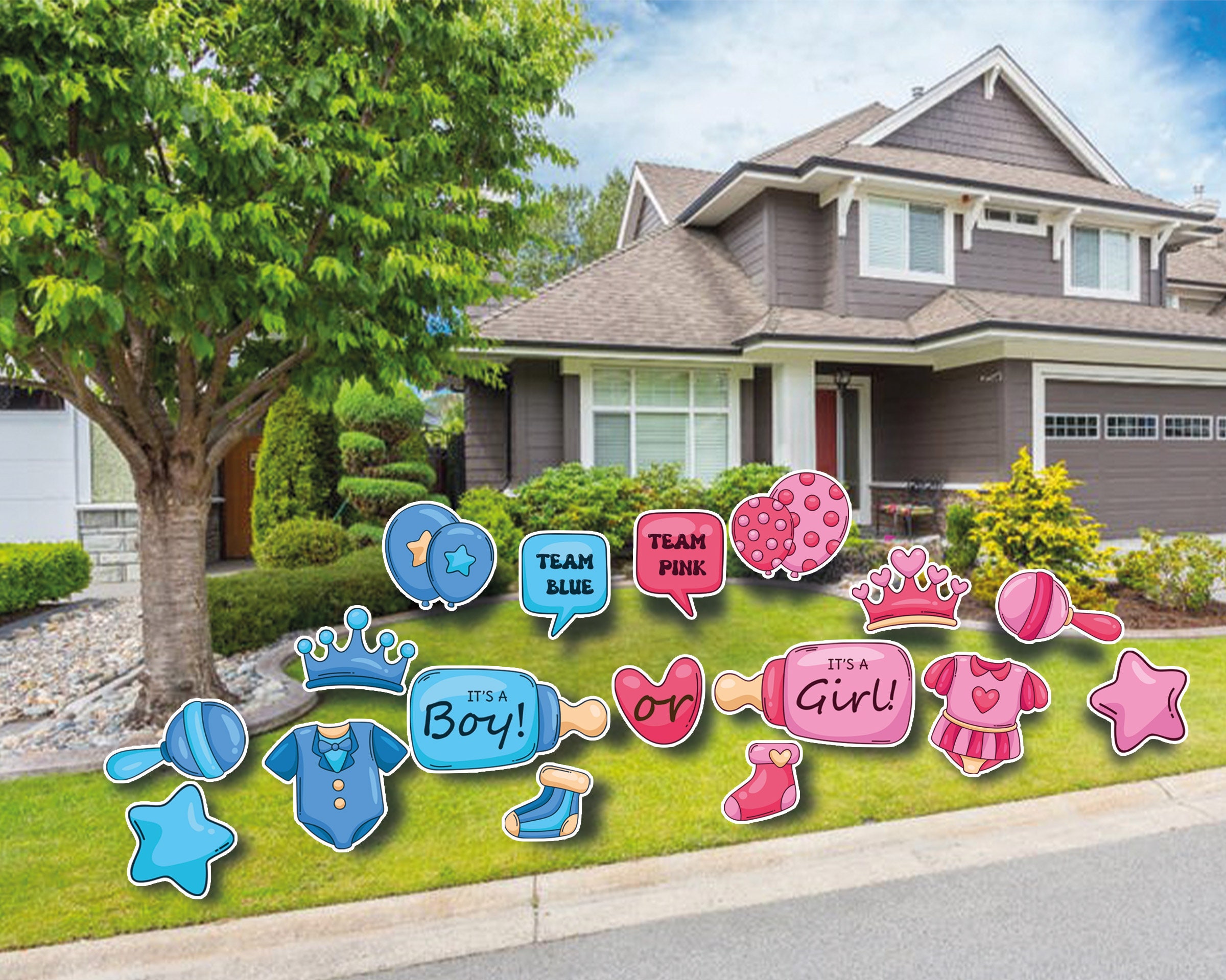 It is a Boy or Girl Yard Sign Baby Shower Yard Cards Outdoor Etsy