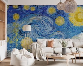 Starry Night Van Gogh Peel and Stick Mural – Textured or Nonwoven Wall Art