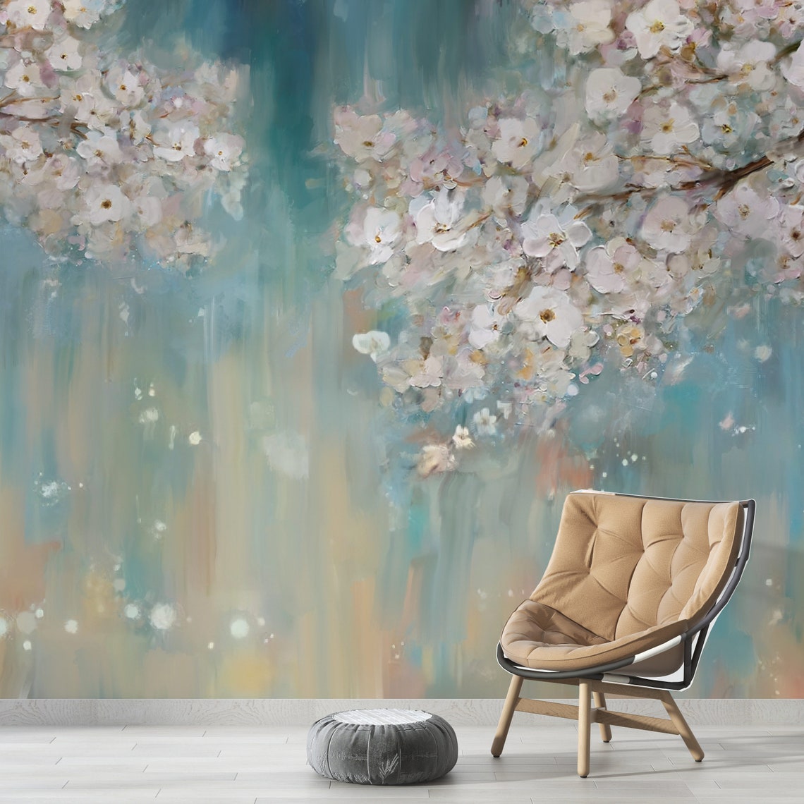 Cherry Blossom Peel and Stick Wallpaper Removable Wallpaper Etsy