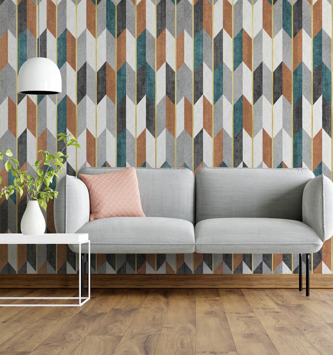 Peel and Stick Textured Art Deco Decorative Wall Mural, Removable